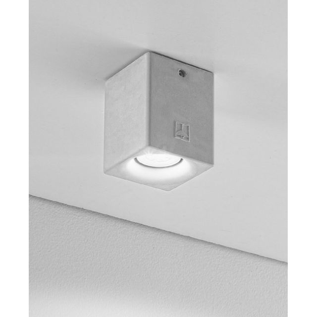 Aldo Bernardi Spotlight Square outdoor ceiling lamp in plaster Nadir LED L 10 cm