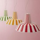 Aldo Bernardi White striped suspension lamp Budìn LED 3000K L 50 cm