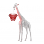 Qeeboo Giraffe in Love M White Campari Floor lamp in polycarbonate LED H 265 cm Outdoor